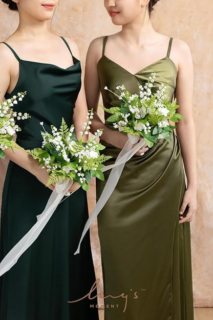 Ling's moment Bridesmaid Bouquet Set of 6, Bridal Bouquets for Bridesmaids, 7 Inch Wedding Bouquets for Bridesmaids, Wedding, Ceremony, Anniversary, etc.