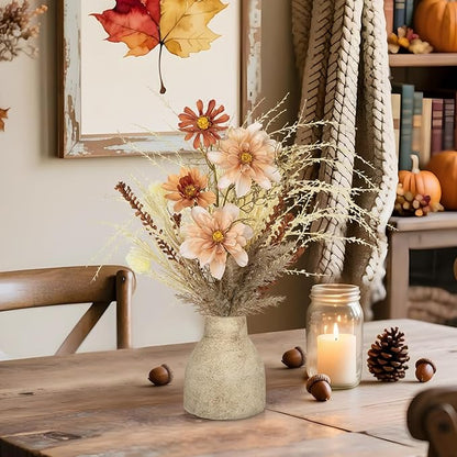 Hollyone Faux Fall Pampas Grass with Vase, Fall Flowers Artificial for Decoration Arrangement Bouquet Plant in Ceramic Vase Fluffy Boho Home Decor Fake Pompass Pompous Grass Floral Autumn Decorations