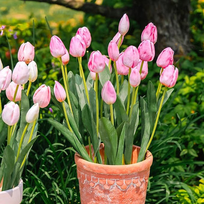 Real Touch Artificial Tulips, 20pcs Fake Tulip Flower Stem, PU Faux Tulip 19.7” for Mother's Day Easter Valentine's Gift, Home Decor Wedding, Table Centerpiece Floral Creation, Pinkish Purple