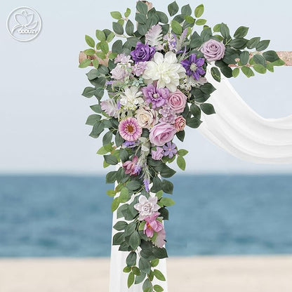 Wedding Arch Flowers,Artificial Flower Arch Decor,2pcs Artificial Flower Arrangement for Wedding Decor Reception Backdrop Floral Decorations (Light Purple)