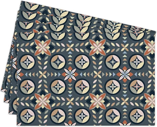 Cotton Linen Waterproof Placemats Set of 4, Boho Bohemia Dining Mat Table Mats Decor Fabric for Kitchen Dinner Coffee Shop Table, Indoor/Outdoor Washable Wipeable Place Mat -N017