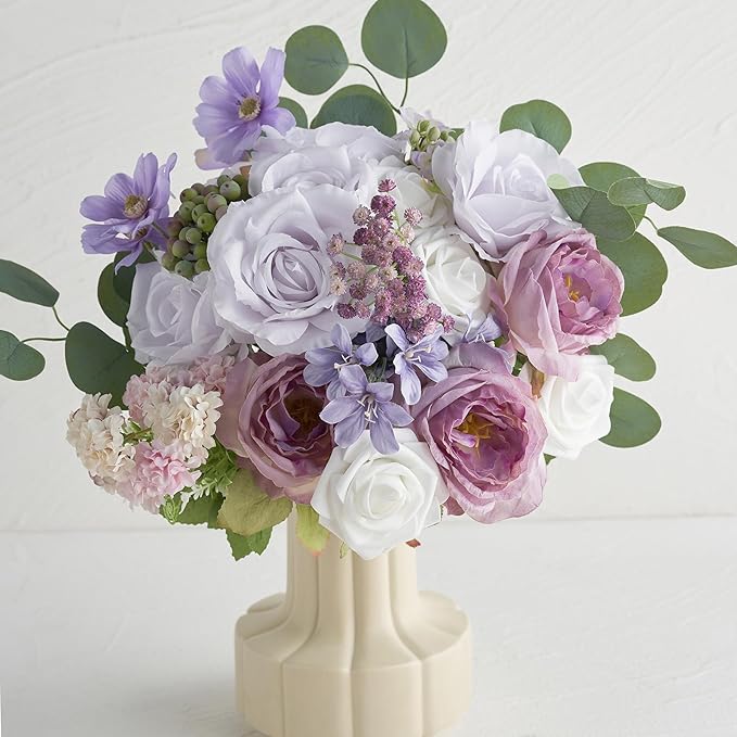 Artificial Flowers, Artificial Rose 50pcs for DIY Wedding Bouquets Centerpieces Arrangements, White Foam Rose with Stem for Bridal Shower Party Home Decorations