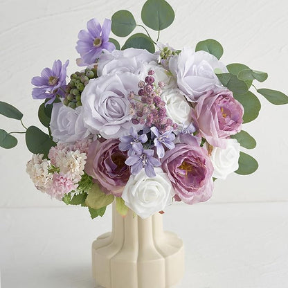 Artificial Flowers, Artificial Rose 50pcs for DIY Wedding Bouquets Centerpieces Arrangements, White Foam Rose with Stem for Bridal Shower Party Home Decorations
