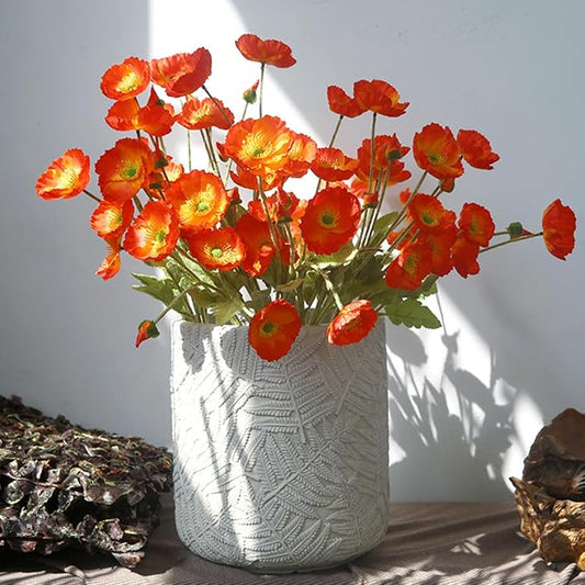 ASTRYAS Poppy Artificial Flowers, 8Pcs Silk Poppies Fake Faux Flowers for Decoration Silk Bouquet,for Wedding, Home, Party Decoration,Table Centerpiece Arrangement(Orange Red, 8pcs)