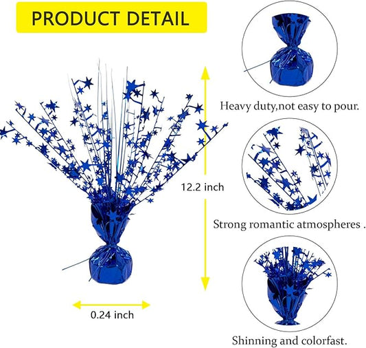 ALISSAR 4-Pack Glitter Blue Star Centerpieces-Table Decorations for Home Decor Birthday Wedding Anniversary Decor (Blue)