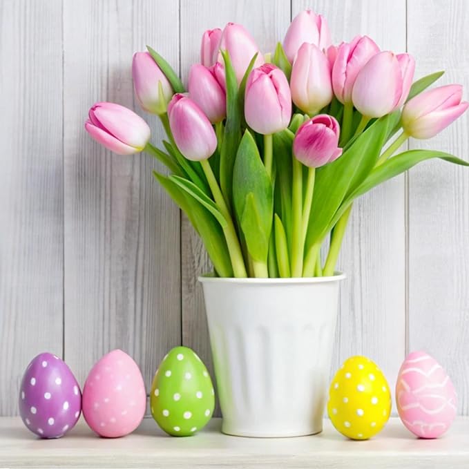 Sggvecsy 30 Pcs Fake Tulips Artificial Flowers Real Touch PU Faux Flowers Tulip Stems for Wedding Spring Bouquet Floral Arrangement Home Party Office Decorations for Mother's Day (Rose Pink)