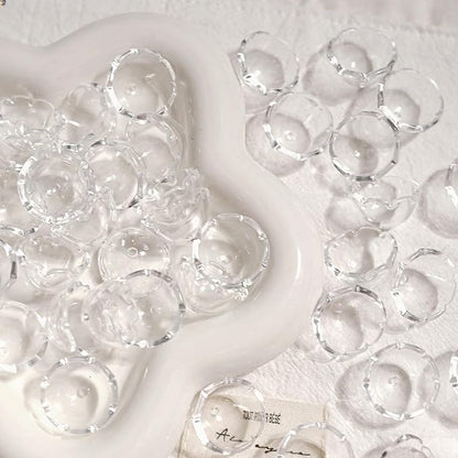 80Pcs Acrylic Clear Flower Bead Caps for Jewelry Making, Transparent Bell Charms, Semi-Round Floral Beads Bulk with Wavy Edge, Jellyfish Beads for Wind Chimes DIY Craft Key Chains-13 * 22mm