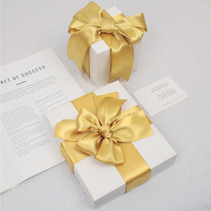 Light Gold Satin Ribbon, Double Faced 2 Inch X 25 Yards Light Gold Ribbon, Premium Satin Ribbon for Gift Wrapping, Crafts, Hair Bow Making, Sewing, Flower Bouquet, Wedding Party Decor