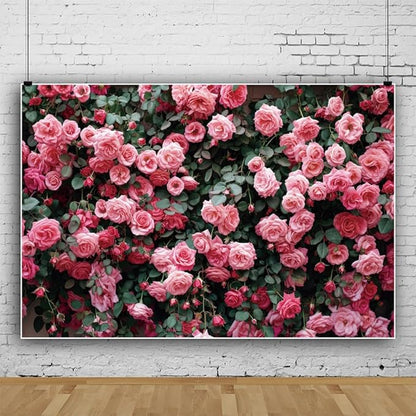 5x3ft Pink Rose Flower Photo Background Wedding Bridal Newborn Shower Birthday Party Photography Backdrops Banner Decor Anniversary Ceremony Couple Studio Props
