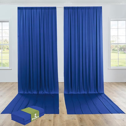 PartyVillage 10ft×15ft Royal Blue Backdrop Curtain for Wedding Parties, 2 Panels Wrinkle Free 15 FT Long Polyester Photo Backdrop Drapes Back Drop Cloth for Birthday Photography Background