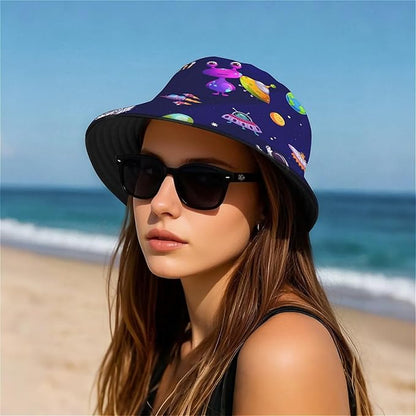 Bucket Hat for Women Men Unisex Sun Cap Packable Outdoor Fisherman Hat Headwear,Reversible Double-Side-Wear