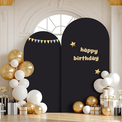 Halloween Arch Backdrop Covers - 6.6FT, 5FT Black Spandex Fitted Wedding Arch Stand Covers Round Top Chiara Stretchy Arch Backdrop Cover for Wedding Birthday Party Decoration