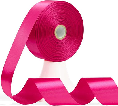 60 Yards Hot Pink Satin Ribbon 1-1/2 Inch, Solid Polyester Fabric Ribbon for Gift Wrapping, Crafts, Flower Bouquet, Wedding, Baby Shower, Festival, Christmas, Halloween