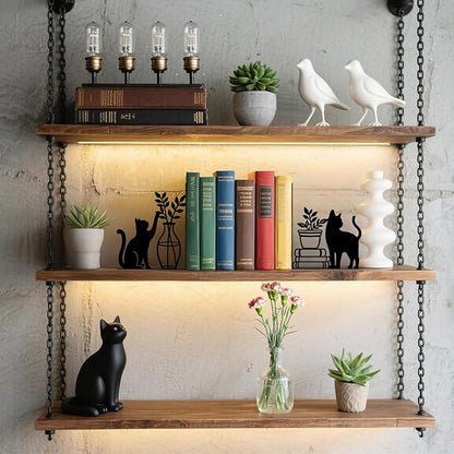 Cat Metal Bookends Cute Cat Book Ends for Shelves Bookshelf Home Office Desk Decorative Bookshelf Decor Gift for Cat Lovers and Reading Enthusiasts