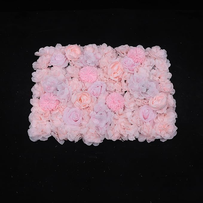 Gdrasuya10 6pcs Realistic Flower Wall Background Artificial Flowers Wall Backdrop Panel 3D Silk Rose Fake Flower Wall Panel Banquet Wedding Party Decor, Photography Background 60 x 40 cm