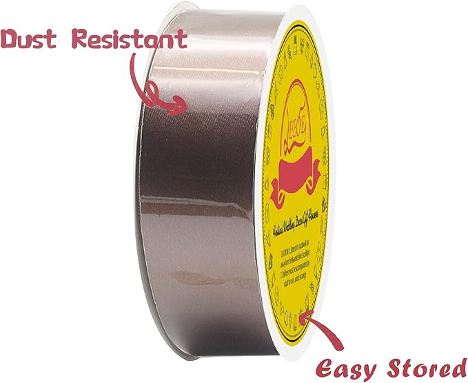 Double Face Brown Satin Ribbon 1-1/2 inch X50 Yards Polyester Brown Ribbon for Gift Wrapping Very Suitable for Weddings Party Invitation Decorations and More