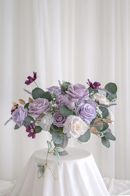 Lookein Artificial Flowers for DIY Wedding Decoration Bridal Bouquet Table Centerpieces Flower Garland Wreaths Aisle Arch Flower Decoration Home Decor, Romantic Lavender