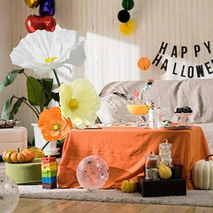 Large Decor Flowers Backdrop, Giant Flowers for Christmas Decoration, Wedding Flowers Decorations, Artificial Flower Art Wall Decorations for Birthday/Party/Baby Shower 3 Pack (Orange Yellow White)
