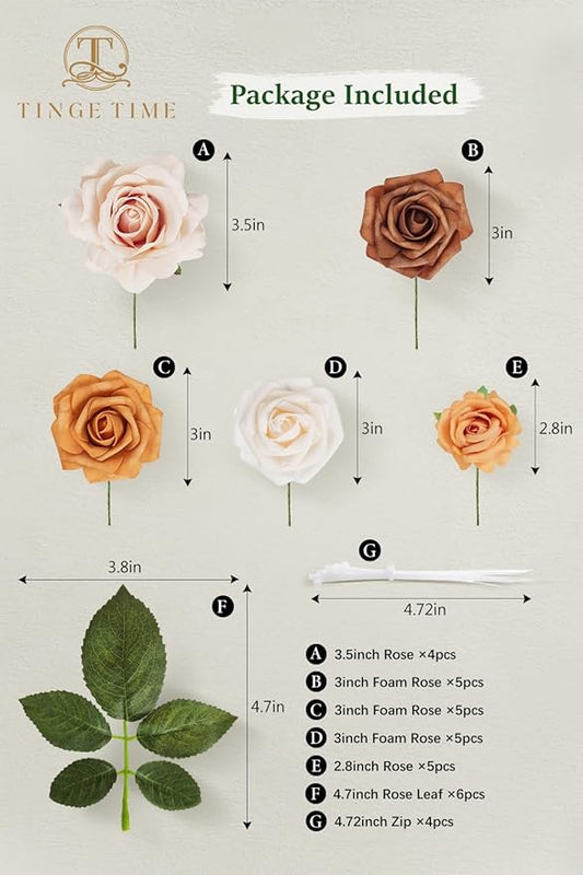 TINGE TIME Terracotta Rose Flowers, 26pcs Artificial Flower for Decoration Fake Rose with Stem for DIY Autumn Wedding Bouquets Centerpieces Bridal Shower Party Flower Arrangements Fall Decorations