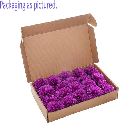 Kimura's Cabin 20Pcs Fake Mums Flowers Artificial Chrysanthemum Faux Silk Ball Flower Wedding Arrangements Bouquets Fall Office Home Kitchen Table Decor DIY Floral (Dark Purple)