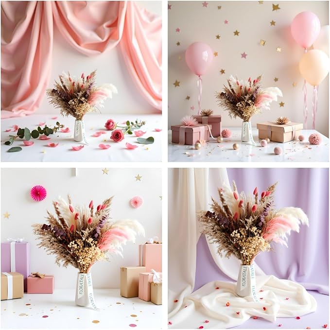 Warm Sunset Dried Flower Bouquet (No Vase) | 17'' Mini Floral Arrangement with Pampas, Baby's Breath, Eucalyptus & More Natural Dried Flowers – Home Wedding Decor Centerpiece