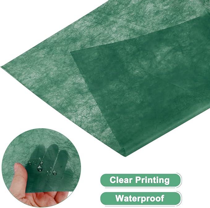 M METERXITY 38-Sheet Korean Cotton Wrapping Flower Paper, 11.8 Inch Waterproof Floral Wrapping Cotton Paper for Bouquets/Gift Packaging [Dark Green]