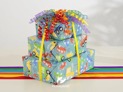 HUIHUANG Birthday Bows for Gift Wrapping 7" Rainbow Curly Gift Bows with Self Adhesive & Twist Tie Ribbon Bow for Presents Gift Basket Birthday Pride Month Party Favors - 6 Counts
