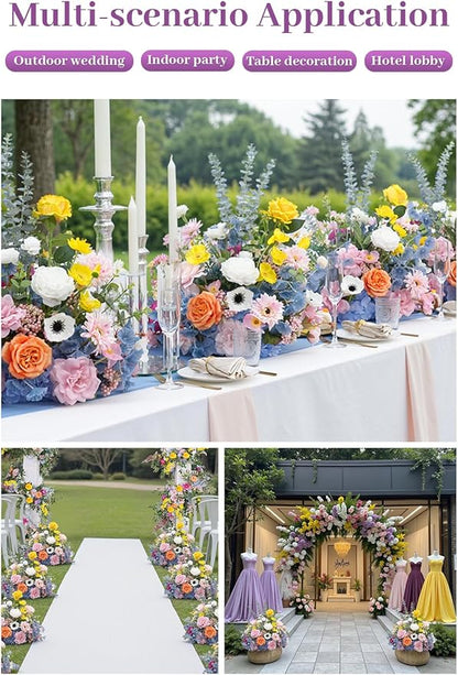Artificial Flowers Ball Centerpieces for Tables, 2pcs 19inch Colorful Free Standing Bouquet Floral Arangement for Party Aisle Wedding Centerpiece Table Decorations
