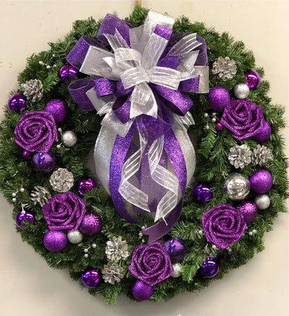 Foam Roses,50PCS Purple Glitter Roses Artificial Flowers 2.76" Fake Roses with Stem for Wedding Christmas DIY Wreath Home Table Floral Arrangement(Purple)
