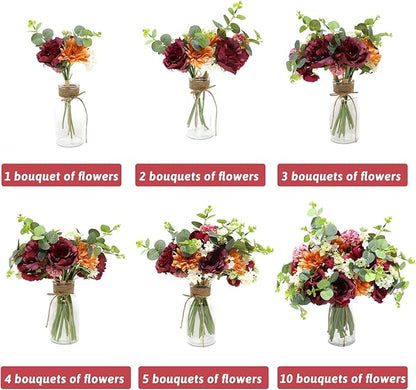 Zerzsy Artificial Flowers Bouquets, Mixed Purple Artificial Peonies, 4 Bouquets Fake Flowers Bride Holding Flower Faux Floral for Wedding Bridal Bouquet Home Table Centerpiece Floral Decoration