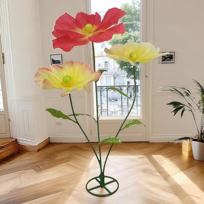 Large Artificial Flower for Decoration with Stands - 5.6 Ft Artificial Silk Giant Flower - Big Artificial Flores Gigantes for Wedding Party Banquet Backdrop Decor, Photography Props Window Display