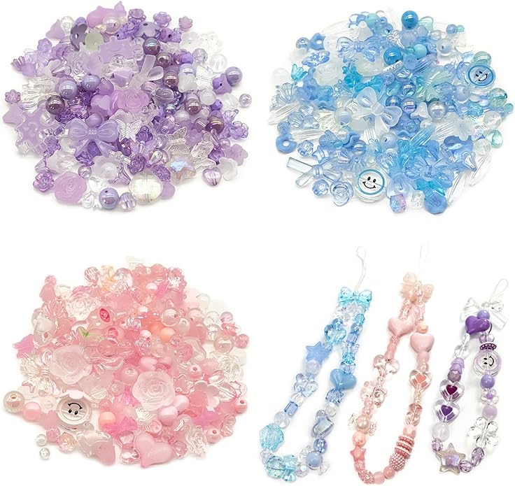 300 Grams Beads Charms Pendants, Acrylic Beads Charms for Jewelry Making Bracelet Necklace Earrings Bangles, DIY Art Craft
