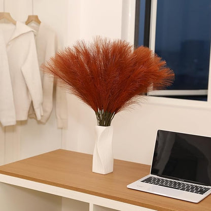 Burnt Orange Pampas Grass - 60pcs 24 Inch Artificial Pampas Grass Decor, Tall Pampas Grass for Floor Vase, Table Centerpieces, Wedding, Party and Fall Decor (Burnt Orange, 60 Pieces)