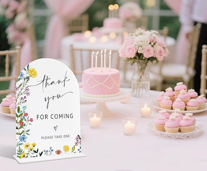 Acrylic Wedding Signs Thank You for Coming Please Take One Sign, 6x8" Floral Themed Arch Acrylic Table Decor, Love Is In Bloom & Baby In Bloom Decorations for Baby Shower Bridal Shower Engagement
