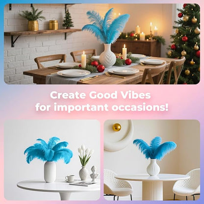 Piokio 20pcs Turquoise Ostrich Feathers 10-12 inch (25-30cm) Bulk Feathers for Home Decoration and DIY Clothing and DIY Clothes Decoration, Gatsby Decorations