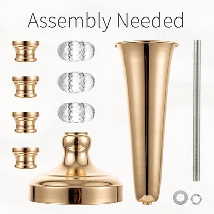 Metal Gold Trumpet Vase - 2 Pcs Tall Tabletop Vases for Centerpieces, 20.8in, Flower Stand for Wedding, Birthday, Home Decor