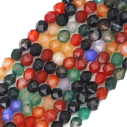 Faceted Natural Colorful Agate Stone Round Beads 6mm 36cm/Strand for Jewelry Making