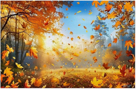 Forest Tree Fall Leaf Placemats Set of 1 PVC Vinyl Non Slip Table Mats Heat Resistant Place Mats Washable Wipeable Dining Table Mat for Kitchen Decor Party Indoor Outdoor Decorative Gift