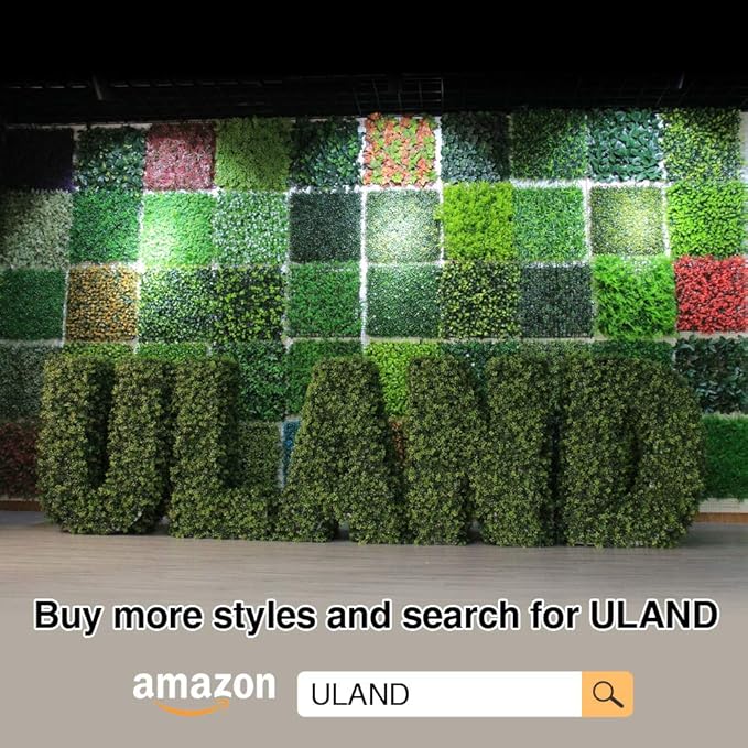 ULAND Artificial Grass Wall, 6pcs 20"x20" Faux Greenery Foliage Panels, Outdoor Green Plant Décor for Privacy Fence