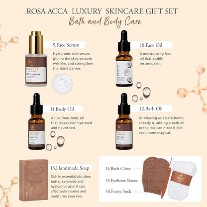 Christmas Gifts for Women, Coconut 32 Pcs Facial Skin Care Kit, Home Spa & Self-Care Gifts, Bath and Body Gifts, Lip Oil, Face Sheet Mask, Serum, Birthday, Valentines, Mother Day, All Occasion Present