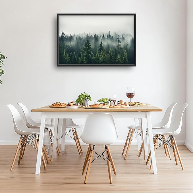 Framed Large Pictures Wall Art for Living Room, Foggy Forests Oversized Wall Decor Nature Landscape Forest Scenery Canvas Print Painting Extra Large Framed Artwork for Bedroom Office 36"x24"