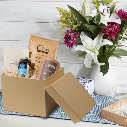 Briful Square Gift Boxes with Lids Set of 3 Brown Gift Box Assorted Sizes Nesting Gift Boxes for Presents Birthday Bridesmaid Wedding Valentines Christmas Party Favor Boxes