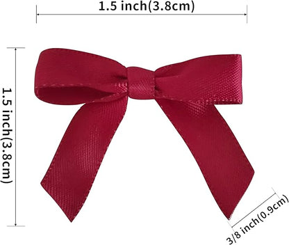 50pcs 1-1/2" Burgundy Satin Ribbon Bows Without Twist Ties Giant Bows for Christmas Holiday Gift Packing&Wrapping (Burgundy)