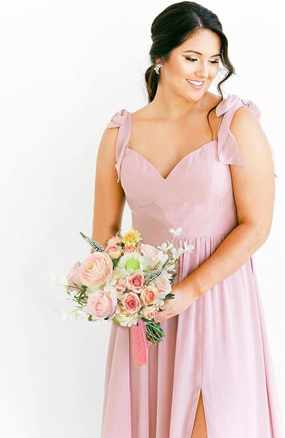 Rinlong 1Pc Pink Bridesmaids Bouquet Artificial Wedding Bouquets for Bride Bridesmaid Silk Bouquet for Homecoming Prom