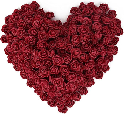500pcs Burgundy Mini Foam Rose Heads, Artificial Foam Flower Bulk Fake Flower for DIY Crafts Wedding Bouquets Baby Shower Centerpieces Floral Arrangements Party Home Decorations(Burgundy)