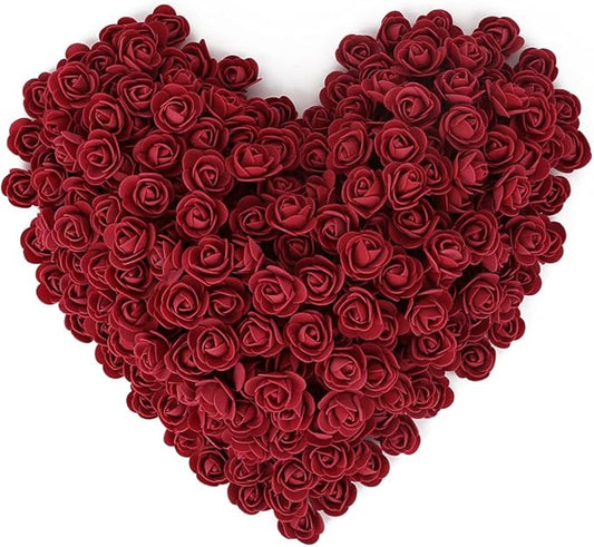 500pcs Burgundy Mini Foam Rose Heads, Artificial Foam Flower Bulk Fake Flower for DIY Crafts Wedding Bouquets Baby Shower Centerpieces Floral Arrangements Party Home Decorations(Burgundy)