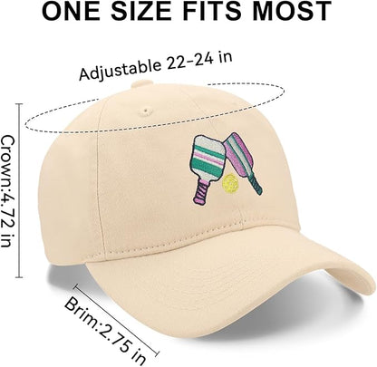 Pickleball Hat for Women Men, Adjustable Embroidered Cotton Smiley Face Washed and Distressed Baseball Cap Pink