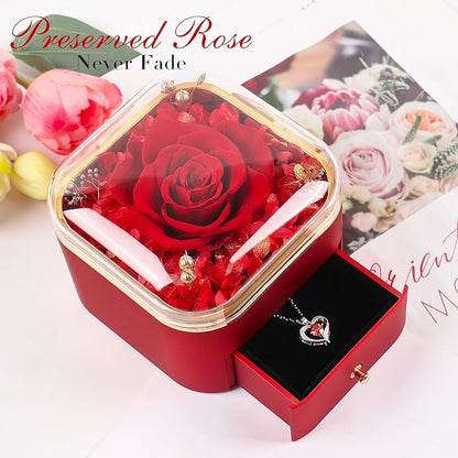 Beferr Birthday Gifts for Women Mom Preserved Real Rose with Necklace Eternal Roses Fresh Flowers for Delivery Prime anniversary Purple Gifts for Grandma Wife Daughter Sister
