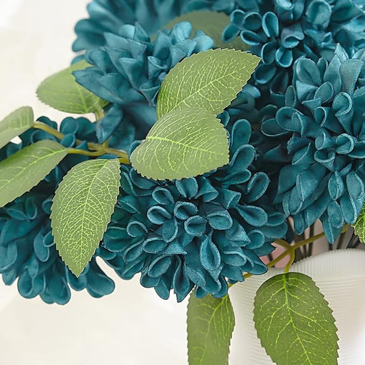 Artificial Flowers, 50pcs Dark Teal Artificial Rose for DIY Wedding Bouquets Centerpieces Arrangements, Dark Teal Rose and Dahlia Flowers with Stem for Bridal Shower Party Home Decorations