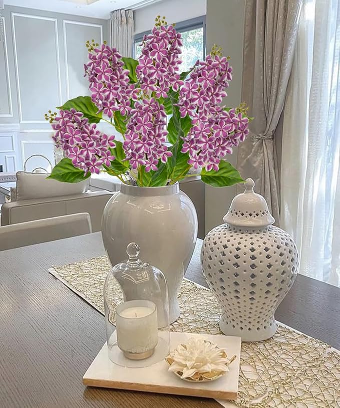 Artificial Lilac Flowers 30" Tall – Set of 3 Silk Lilac Flower Stems for Home Decor, Wedding Centerpieces, Faux Floral Arrangements – Purple Artificial Flowers for Vase, Spring & Farmhouse Décor